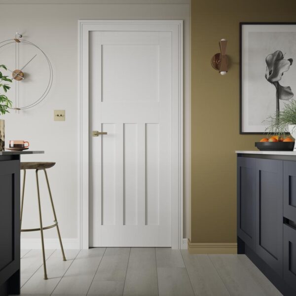 Howdens 1930s White Primed 3 Panel Door - Image 5