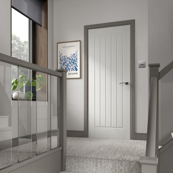 Howdens Dordogne White Grained Moulded FD30 Fire Door - Image 2