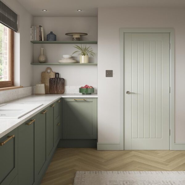 Howdens Dordogne White Grained Moulded FD30 Fire Door